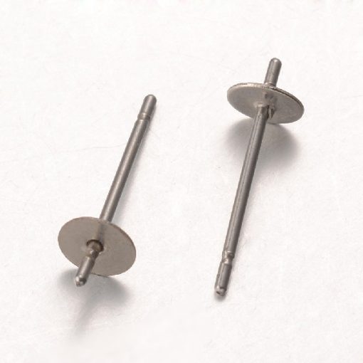 Surgical Steel Ear Studs, 4mm Flat Pad with Peg, 13mm Post, (50 Pkg)