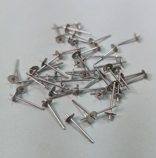Surgical Steel Ear Studs, 4mm Flat Pad with Peg, 13mm Post, (50 Pkg)