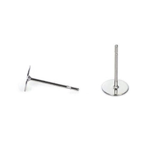 Image of a pair of Surgical Steel Ear Studs 6mm Flat Pad, 12mm Post Earrings
