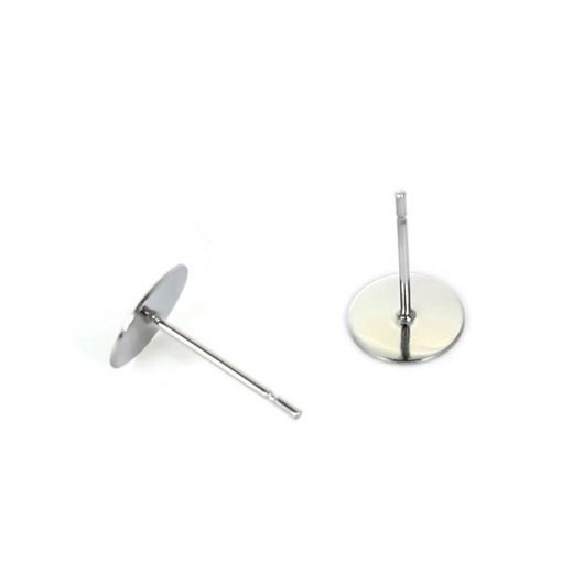 Image of a pair of Surgical Steel Ear Studs, 8mm Flat Pad, 12mm Post