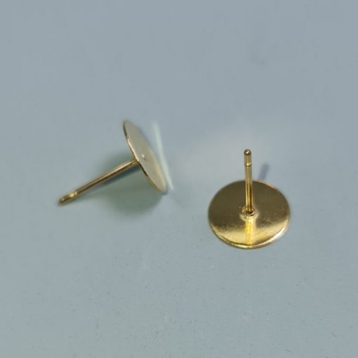 Image of pair of Surgical Steel Ear Studs, 8mm Flat Pad, 10mm Post, 14k GOLD PLATE
